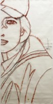 Алекс Кац — Подготовительный рисунок к картине Кати, 2004 (уголь, красный пигмент, бумага)