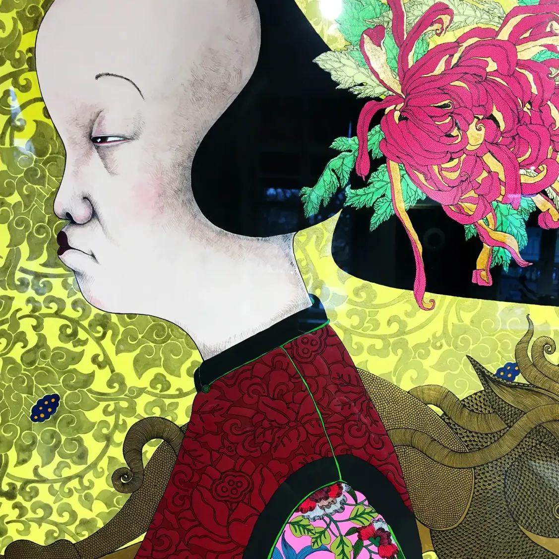 Ксения Лаврова — Сон в Красном тереме, фрагмент 2, 2019 (диптих, акрил, тушь, перо, бумага)