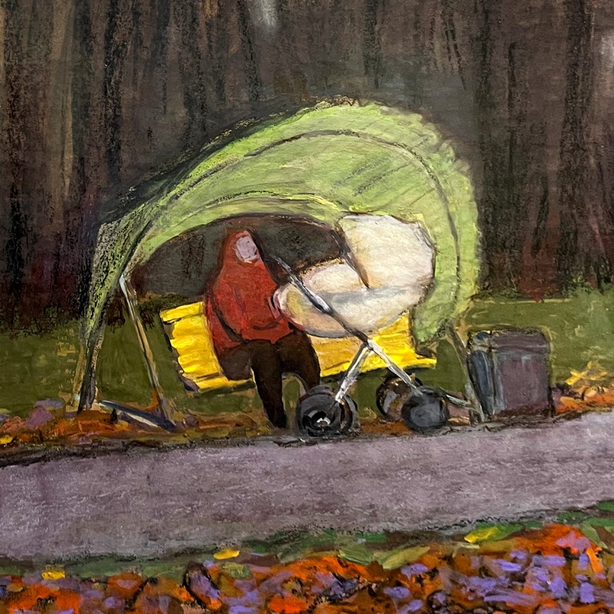 Елена Натаревич — Из серии Осенние прогулки, 2019 (бумага, акрил, пастель, смешанная техника)