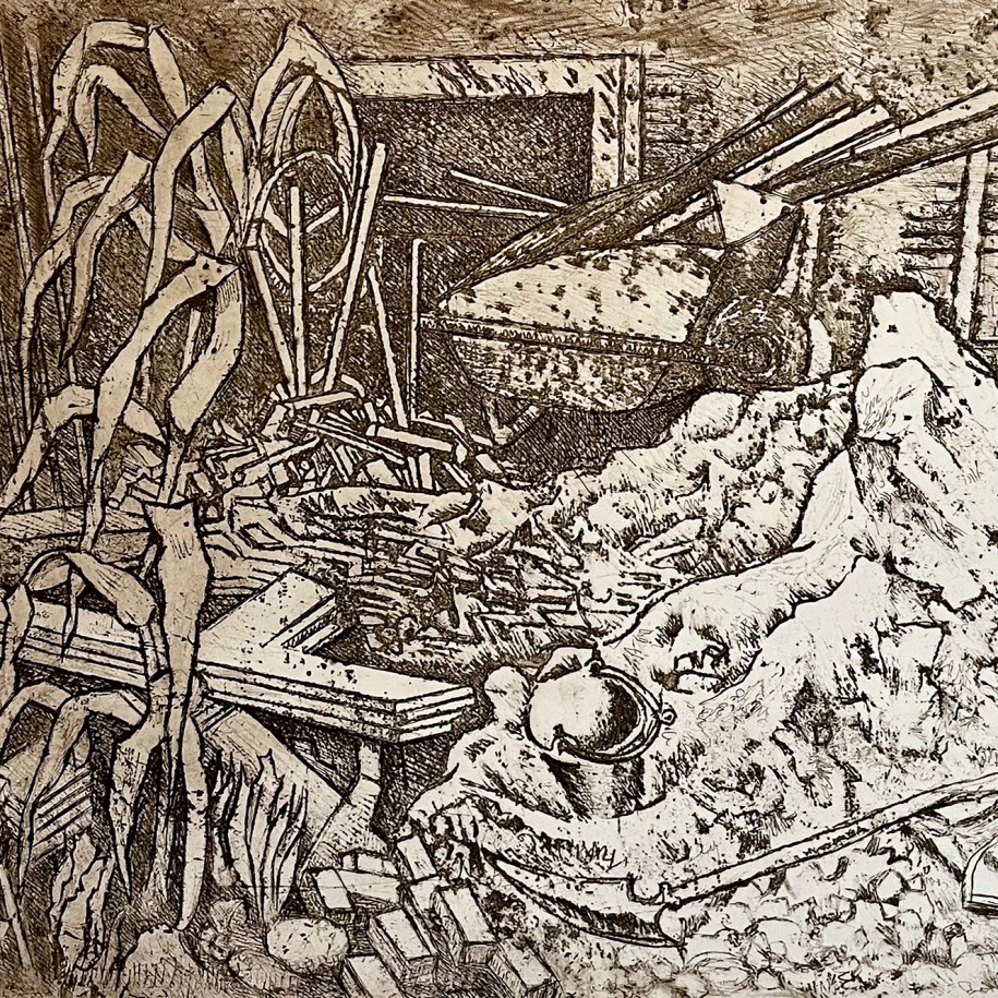 Никос Хацикириакос-Гика — Брошенные инструменты, 1975 (офорт)