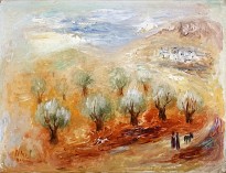 Реувен Рубен — Пейзаж с оливами, 1950-е (холст, масло)