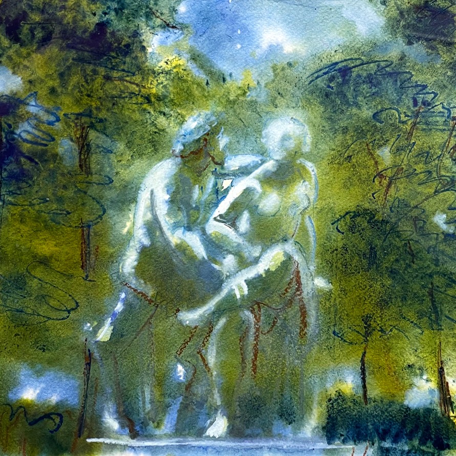 Татьяна Леонова — Летний сад, 1990-е (бумага, монотипия, гуашь)