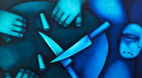 Олег Целков — За столом, 2010 (холст, масло)