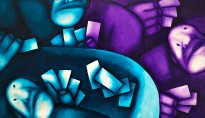 Олег Целков — Игра в карты, 2013 (холст, масло)