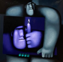 Олег Целков — С зеркалом, 1996 (холст, масло)