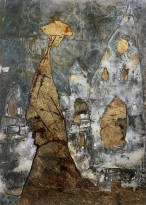 Андреа Стелла — Без названия 5, 2018 (бумага ручной работы 'Fabriano', планшет, сусальное золото, картон, эпоксидная смола, окисление)