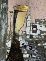 Андреа Стелла — Возвращение на закате, 2018 (гипсовый левкас, натуральные краски, суальное золото, картон, стекло, окисление) фрагмент