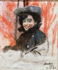 Александр Головин - Портрет Елены Усковой, 1908 (холст, пастель)