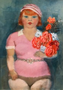 Владимир Лебедев - Девушка с букетом, 1933 (бумага, акварель, белила