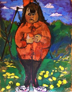 Елена Бочарова - Девочка в красном, 2002 (оргалит, акрил)