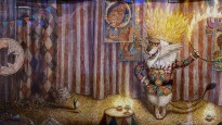 Иллюстрация к книге — цирковой сказке 'БОМ-БОМ-БОМ' (акварель, темпера, карандаш, бумага), 2018