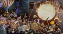 Иллюстрация к книге — цирковой сказке 'БОМ-БОМ-БОМ' (акварель, темпера, карандаш, бумага), 2018
