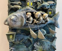 Виктория Корниецкая (Калининград) — Memento море (папье-маше, акрил, акварель, воск, дерево, проволока), фрагмент.