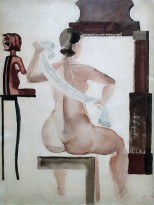 А. Дейнека - Натурщица перед зеркалом, 1930 (акварель)