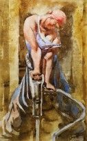 А. Самохвалов - Со сверлом, 1934 (бумага, акварель)