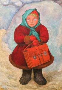 Диего Ривера - Девочка с портфелем, 1956 (холст, масло. Музей Долорес Ольмедо)