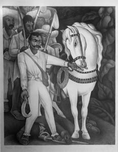 Диего Ривера - Крестьянский лидер Сапата, 1932 (литография. Музей Долорес Ольмедо)