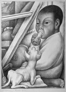 Диего Ривера - Ребенок с тако, 1932 (литография. Музей Долорес Ольмедо)