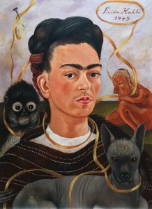 Фрида Кало - Автопортрет с обезьянкой, 1945 (холст, масло. Музей Долорес Ольмедо)