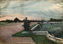 А. Н. Бенуа - Версаль. Бассейн, 1905 (бумага, карандаш, акварель, пастель)