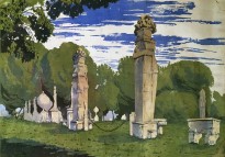 А. П. Остроумова-Лебедева - Вилла Боргезе, 1904 (ксилография)