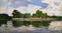 А. П. Остроумова-Лебедева - Островок в Павловском парке (масло, картон)