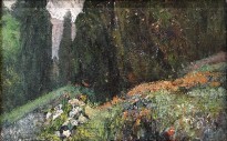 Б. Д. Григорьев - Кипарисы, 1910 г. (холст на картоне, масло)