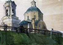 Е. Е. Лансере - Церковь в Воронеже, 1905 (бумага, гуашь, акварель)