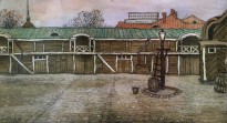 М. В. Добужинский - Амбары, 1906 (бумага, акварель, карандаш)