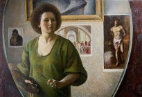 Елена Белова-Романова - Зеркало. Автопортрет, 1980 (оргалит, масло)