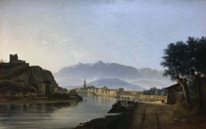 Жан Ашар - Вид на Гренобль с набережной Грейля, 1837 (холст, масло).