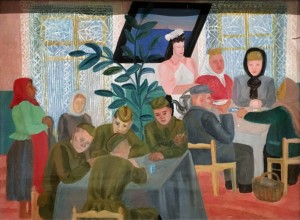 Татьяна Глебова - Чайная, 1940-е (картон, темпера)