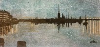 Анна Остроумова-Лебедева — Вид на Петропавловскую крепость, 1946 (цветная литография)