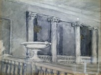 Анна Остроумова-Лебедева — Дворцовый интерьер, 1918 г. (бумага, акварель)