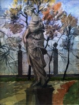 Анна Остроумова-Лебедева — Летний сад. Статуя, 1918 (акварель, бумага)