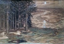 Аполлинарий Васнецов - Весенние сумерки. Река Вятка, 1900-е (картон, акварель, графитный карандаш)