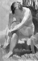 Владимир Лебедев - Сидящая натура, 1928 (бумага, соус)