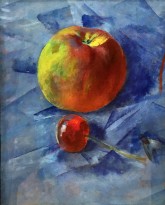 Кузьма Петров-Водкин - Яблоко с вишней, 1917 (холст, масло)