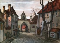 Мстислав Добужинский - Старый Вильно, 1910 (картон, темпера, акварель)