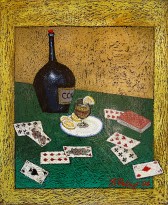 Петр Рейхет — Натюрморт с картами, 2006 (холст, масляная пастель)