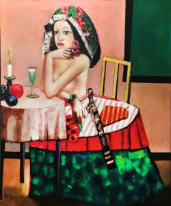 Дитер Вайденбах - За столом. Сидящая прямо, 2012 (холст, масло, 120х100)