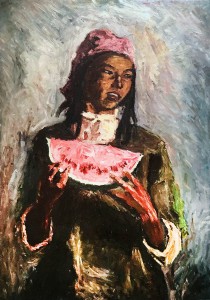 Дитер Вайденбах - Киргизская девочка. По картине Семена Чуйкова, 1960 (холст, масло, 100х70 см)