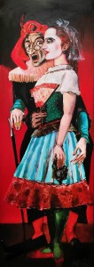 Дитер Вайденбах - Панталоне и Клариса, 1997 (ДАСП, масло, 170х60 см)