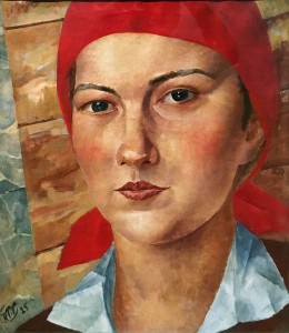Кузьма Петров-Водкин - Работница (девушка в красном платке), 1925