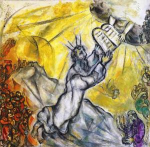 Марк Шагал - Моисей получает скрижали Завета, 1966