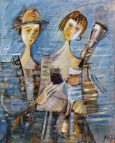 Валерик Апинян - Композиция с двумя дамами, 1995 (холст, масло)