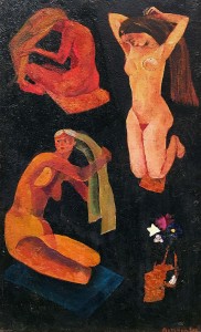 Валерий Ватенин - Причесывающиеся женщины, 1964 (дерево, масло)