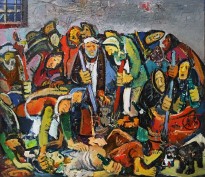 Виктор Мымрин - Дворники и бомж, 1993 (холст, масло)
