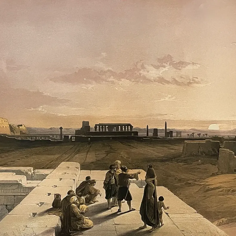Дэвид Робертс, Луи Хаге — Руины Карнака, 1847 (тонированная и вручную раскрашенная литография)