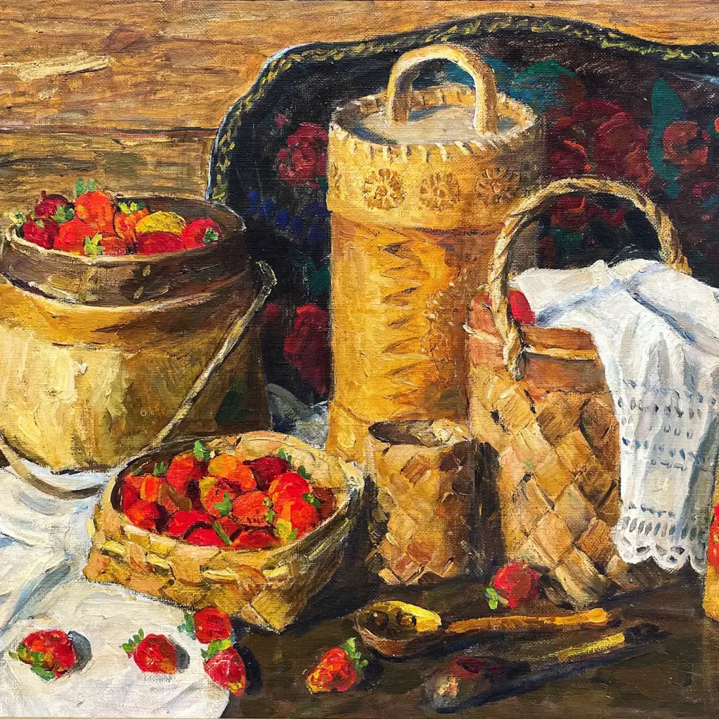 В.Д. Худобко — Натюрморт с клубникой, 1993 (холст, масло)